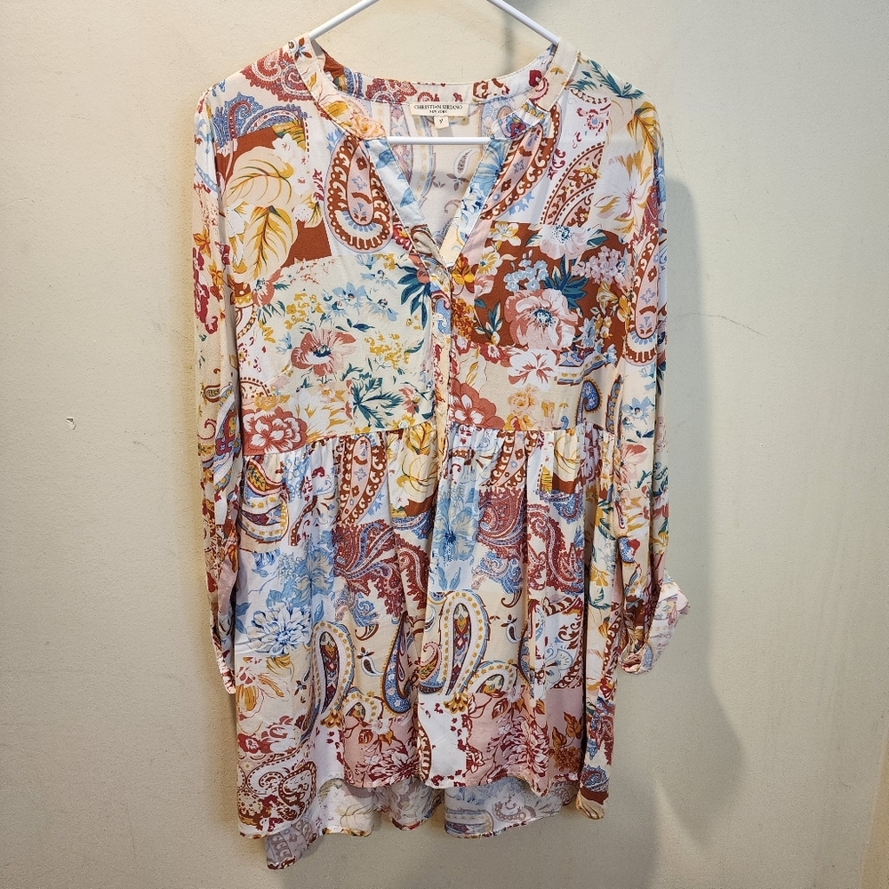 CHRISTIAN SIRIANO Floral Paisley Women's Top Sz M